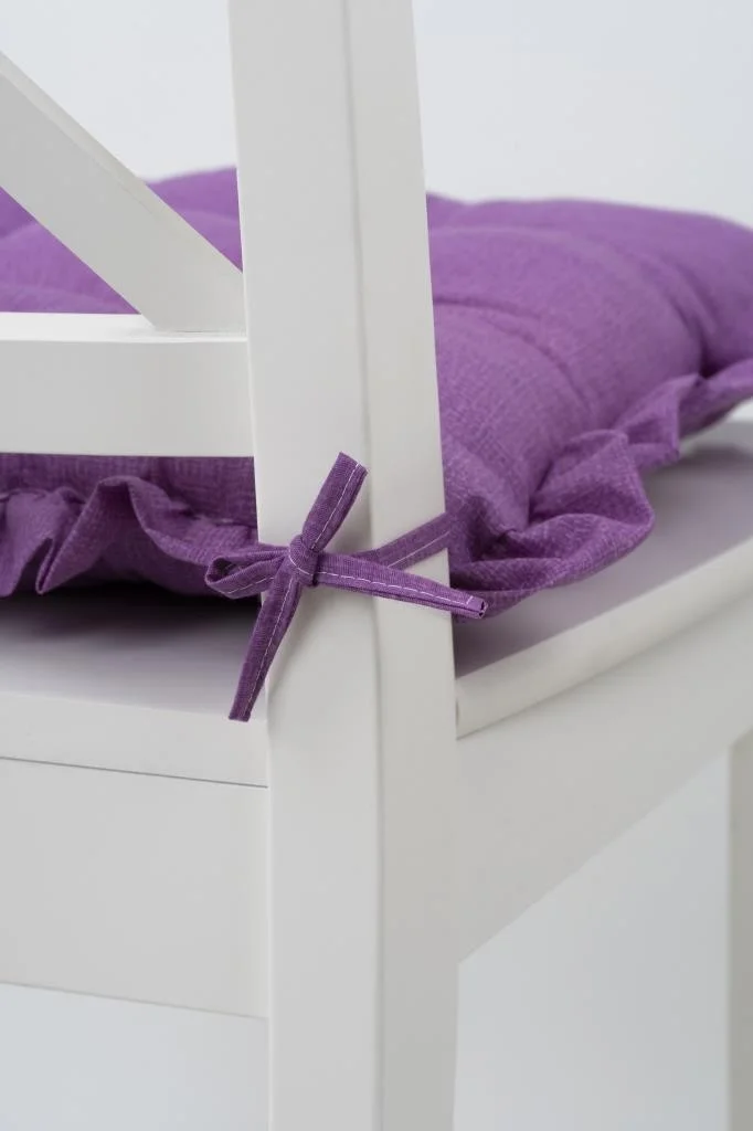 Altın Pamuk Fancy Fluffy Purple Chair Cushion with Frills 42x42 cm