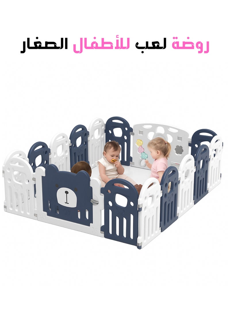 MAAS Portable Play Yard Folding Portable Compact Sturdy Durable Plastic Kids Safe Activity Center Safe Play Yard With Lock Gate 12pcs - Image 1