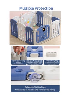 MAAS Portable Play Yard Folding Portable Compact Sturdy Durable Plastic Kids Safe Activity Center Safe Play Yard With Lock Gate 12pcs  - Image 5
