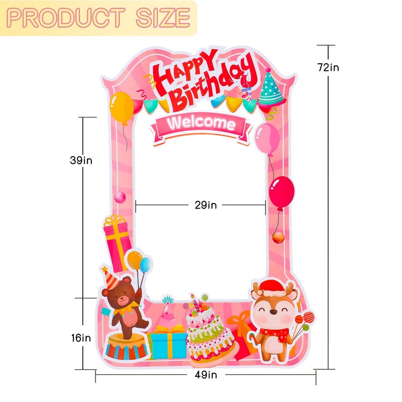 EARTHSON 6 Ft x 4 Ft Happy Birthday Photo Booth Box Photo Cutout Stand in Life-Size Cardboard Frame Prop for Birthday Party Supplies - Image 4