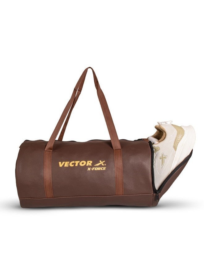 Vector X X-Force BFI Approved Gym Bag or Men and Women Carrying Gym Accessories/Adjustable Shoulder Bag for Men/Duffle Gym Bags for Men/Sports & Travel Bag/Sports Kit/Duffle Bags Travel (Brown) - Image 1