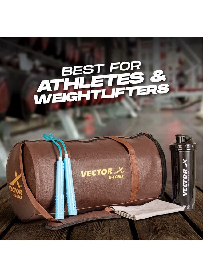 Vector X X-Force BFI Approved Gym Bag or Men and Women Carrying Gym Accessories/Adjustable Shoulder Bag for Men/Duffle Gym Bags for Men/Sports & Travel Bag/Sports Kit/Duffle Bags Travel (Brown) - Image 4
