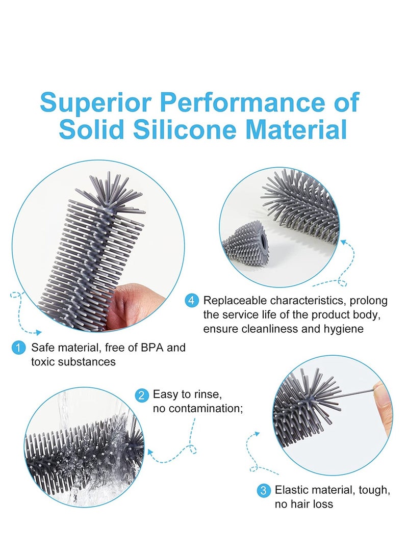 PYLCO SMART Portable Travel Baby Bottle Brush Set with Silicone Bottle Brush, Baby Milk Bottle Brush, Nipple Brush and Straw Brush, Nipple Cleaner Brush, Bottle Warmer Bowl for Baby Bottle Cleaning Set - Blue - Image 3