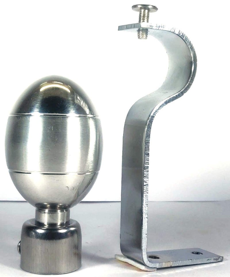 25 Home Decor Home Decor Stainless Steel Two Tone Curtain Finials Style Egg Bracket Set of 6 pc  - Image 1