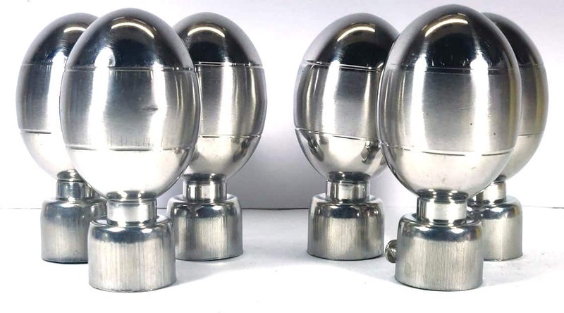 25 Home Decor Home Decor Stainless Steel Two Tone Curtain Finials Style Egg Bracket Set of 6 pc  - Image 2