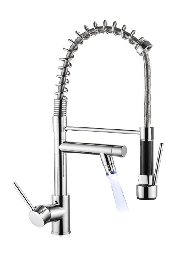 Modern Pull Down LED Kitchen Faucet – Commercial Grade Stainless Steel Sink Tap with Dual Function Sprayer, 360° Rotation, Temperature-Sensing Light & Single Handle Mixer for Home and Restaurant Use - Image 1