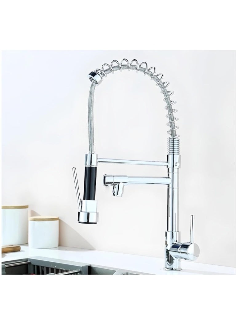 Modern Pull Down LED Kitchen Faucet – Commercial Grade Stainless Steel Sink Tap with Dual Function Sprayer, 360° Rotation, Temperature-Sensing Light & Single Handle Mixer for Home and Restaurant Use - Image 4