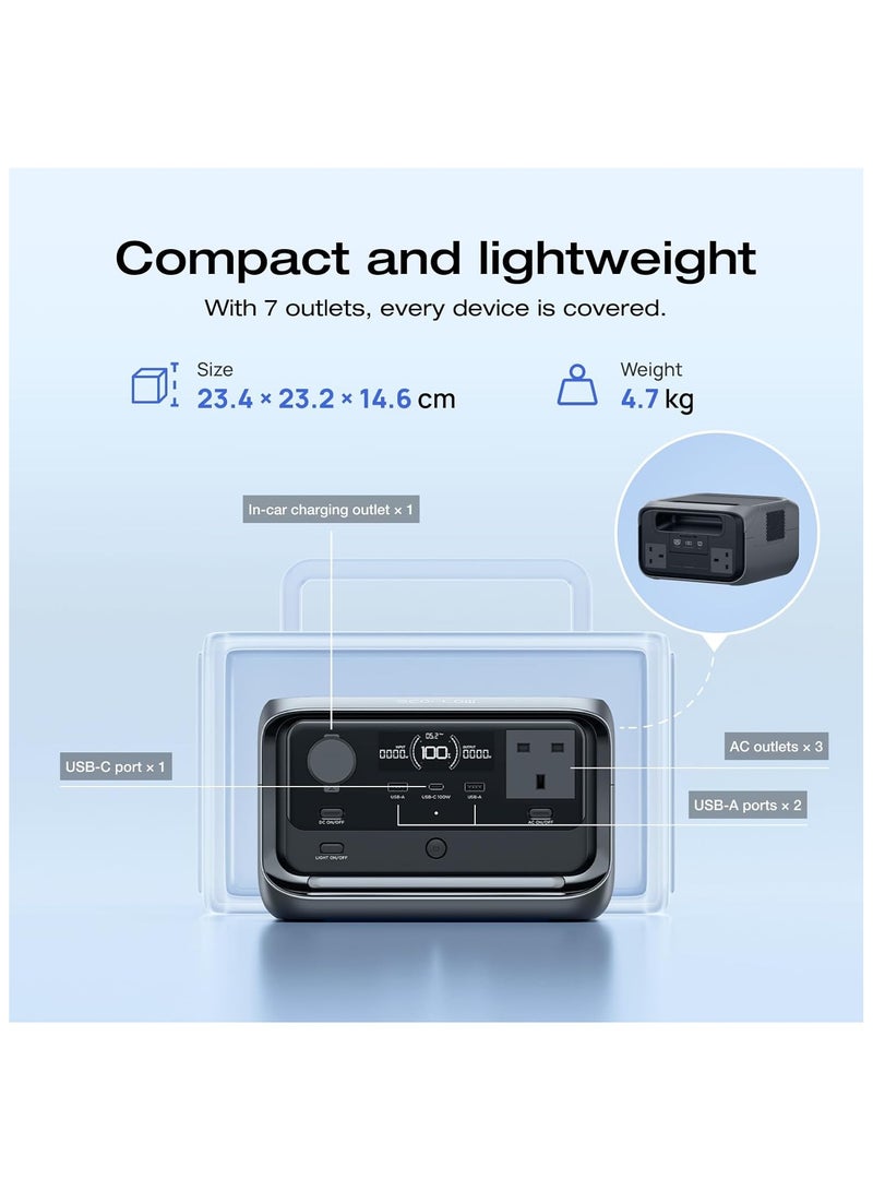 ECOFLOW EcoFlow RIVER 3 Plus Portable Power Station – 286Wh LFP Battery, 1200W Output, 16 Hr Runtime for <100W Devices, Expandable to 858Wh, <10 ms UPS, Solar Generator for Camping & RV  - Image 3
