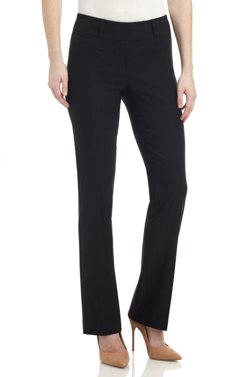 Rekucci Womens Ease into Comfort Fit Barely Bootcut Business Casual Stretch Pants in Regular/Tall/Petite fit (12 Short, Black) - Image 1