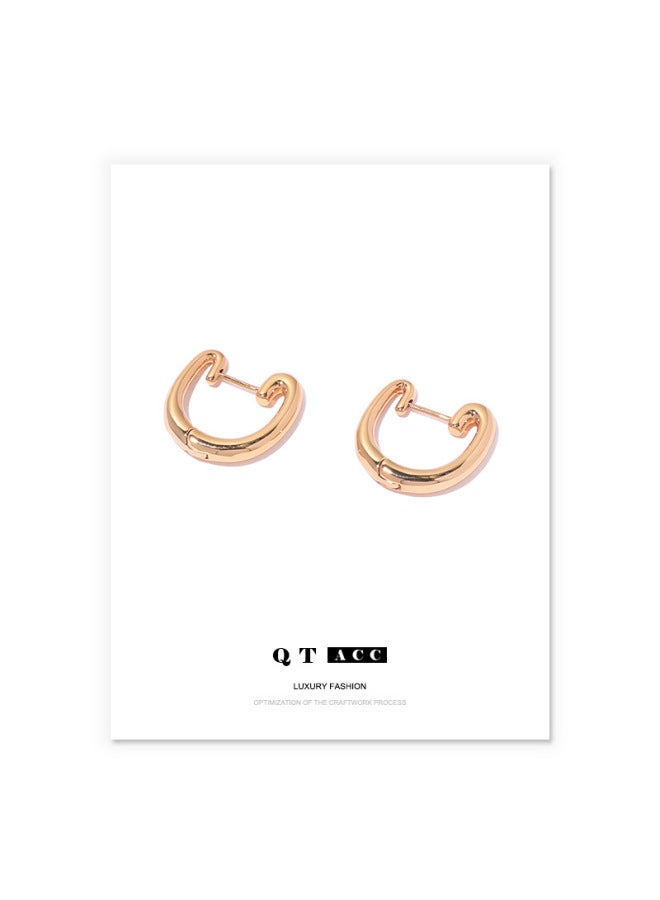 Brass Plated 18k Real Gold European And American Style Simple All-match Elegant Commuter U-shaped Design Earrings Earrings For Women