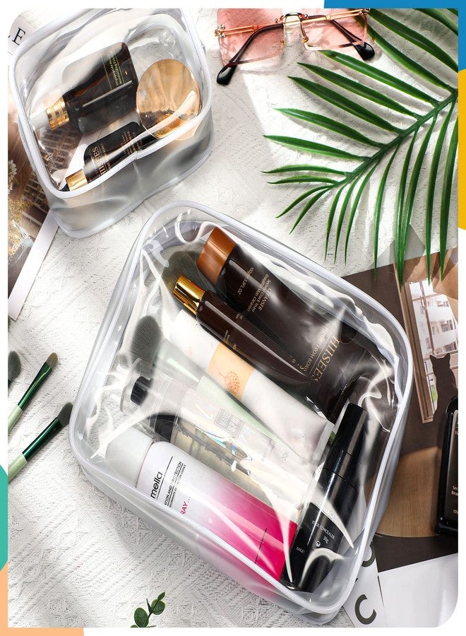 Saintrygo 12 Pack Clear Cosmetic Bag Zippered Travel Toiletry Bags Transparent Makeup Pouch Portable PVC Waterproof Organizer 4 Sizes Plastic Carry Pouch for Women Men Travel Home Bathroom, White - Image 5