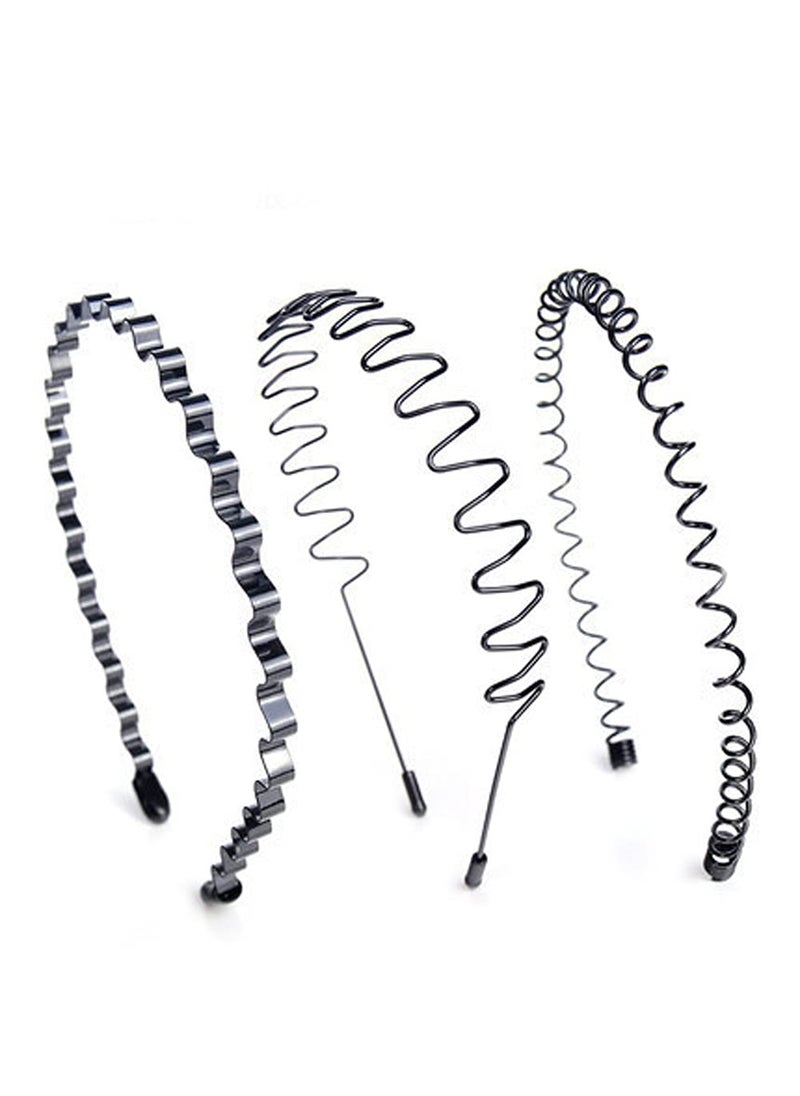 esowemsn esowemsn A Set of 3pcs Metal Spring Wavy Hairband Nonslip Simple Hair Hoop Unisex Black Headband Headwear Accessories for Men Women Home Outdoor Sports and Yoga 3 