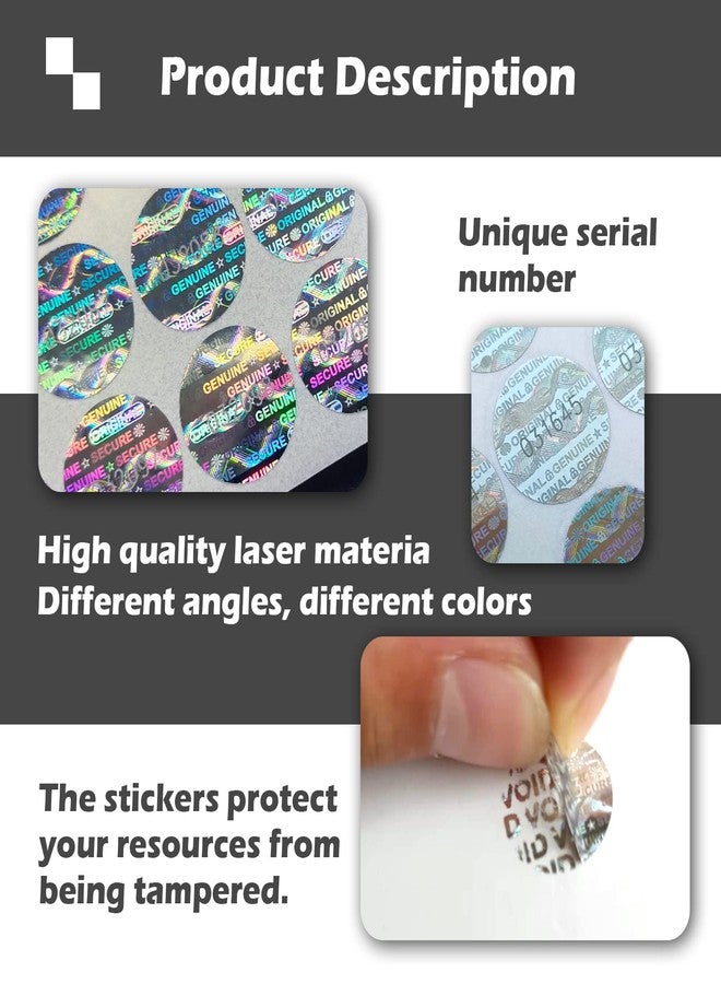 ILMBVM 580pcs Tamper Proof Hologram Stickers Security Genuine Original Guaranteed Labels Warranty Void Seal Tamper evident Stickers with Unique Serial Number (0.6inch,Circular) - Image 3