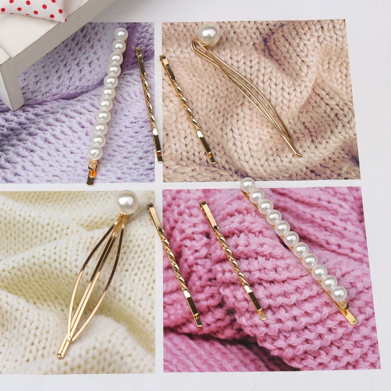 SUMAJU 16 Pieces Geometric Metal Hair Pins, Pearls Hair Clips Elegant Hair Barrettes Bridal Gold Metal Bobby Pins Dainty Embellished Bobby Pins for Woman and Girls - Image 3