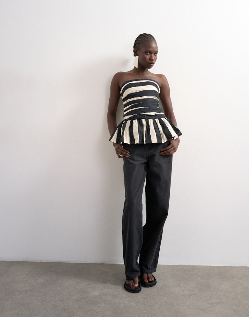 TOPSHOP Casual Sleeveless Bandeau Peplum Top - Image 4
