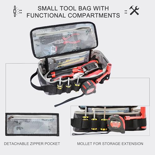 RE ROUGH ENOUGH Rough Enough Small Motorcycle Tool Bag, Heavy Duty 1000D Cordura Pouch Organizer with Padded Interior and Molle Straps, 12 Inch Portable Toolbox for Motorcycle Repair, Dark Blue Camo - Image 2