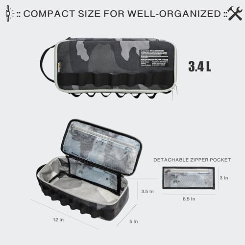 RE ROUGH ENOUGH Rough Enough Small Motorcycle Tool Bag, Heavy Duty 1000D Cordura Pouch Organizer with Padded Interior and Molle Straps, 12 Inch Portable Toolbox for Motorcycle Repair, Dark Blue Camo - Image 4