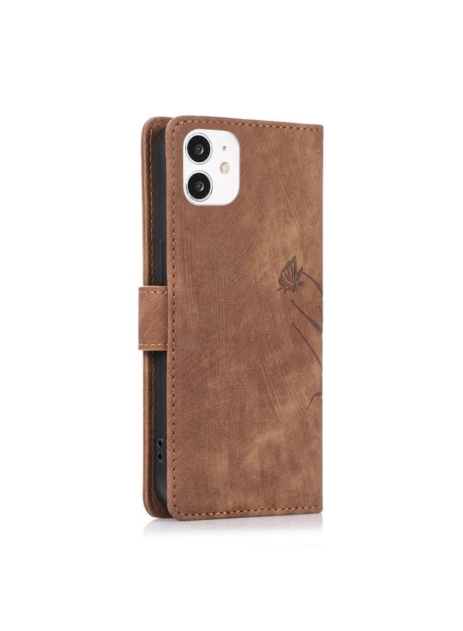 S-TOP Case For iPhone 11 Orchid Butterfly Embossed Leather Phone Case - Image 3