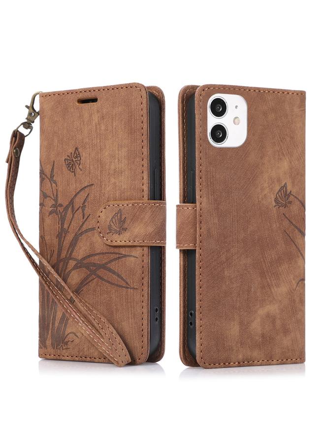 S-TOP Case For iPhone 11 Orchid Butterfly Embossed Leather Phone Case - Image 1