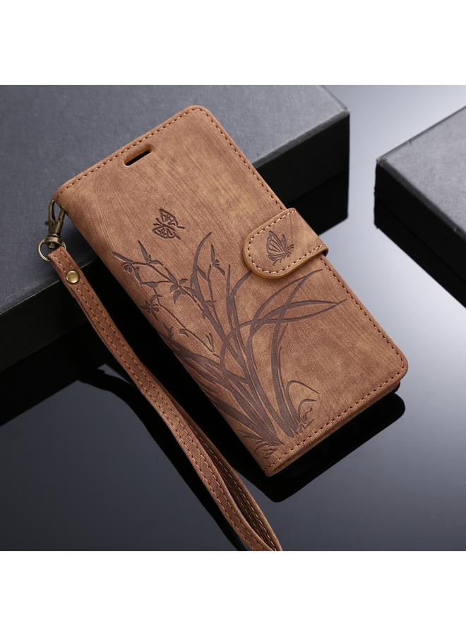 S-TOP Case For iPhone 11 Orchid Butterfly Embossed Leather Phone Case - Image 2