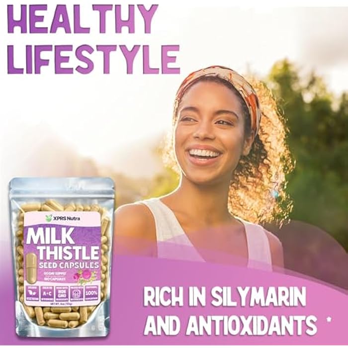 XPRS Nutra Milk Thistle Seed Capsules - 180 Count (3 Month Supply) Premium Milk Thistle Supplement Rich in Silymarin to Support the Liver and Digestion - Pure, Non-GMO Cardo Mariano Pills - Image 2