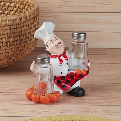 Kookee Polyresin Chef Salt and Pepper Shakers Set with Tray – Elegant Namak Dani, Spice Sprinkler & Dispenser for Dining Table, Kitchen & Restaurant Use (11208) - Image 3