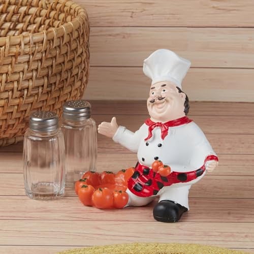 Kookee Polyresin Chef Salt and Pepper Shakers Set with Tray – Elegant Namak Dani, Spice Sprinkler & Dispenser for Dining Table, Kitchen & Restaurant Use (11208) - Image 4