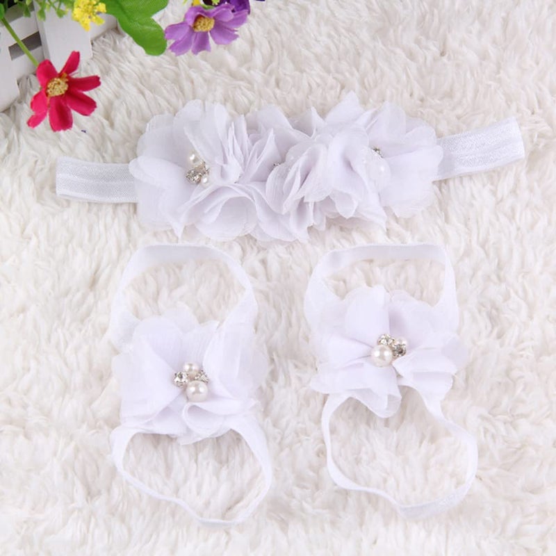 DonLeeving 30 PCS Rhinestone Pearl White Chiffon Flower Sewing Fabric Appliques for Clothing, Headbands Flower, Crafts, Party Decoration, Sewing Applique - Image 4