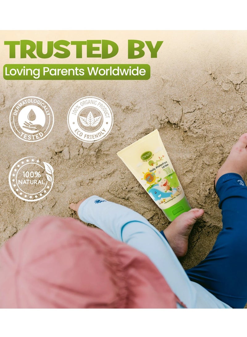 إنفانت لوشن ENFANT Daily Protection – لوشن عضوي للأطفال بعامل حماية SPF 30 سعة 100 مل، يوفر حماية من أشعة UVA وUVB بتصنيف PA+++، حماية واسعة النطاق، مضاد للحساسية، خالٍ من البارابين، غير دهني، وآمن لبشرة الرضع والأطفال الحساسة. - Image 4