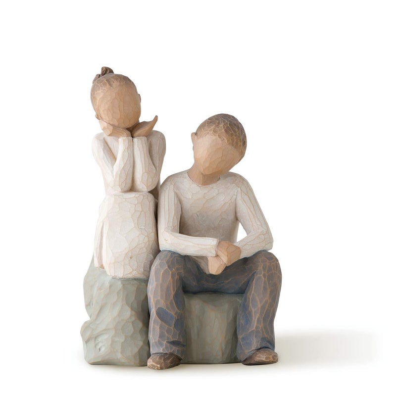Willow Tree Brother and Sister (Darker Skin Tone & Hair Color), Sculpted Hand-Painted Figure - Image 1