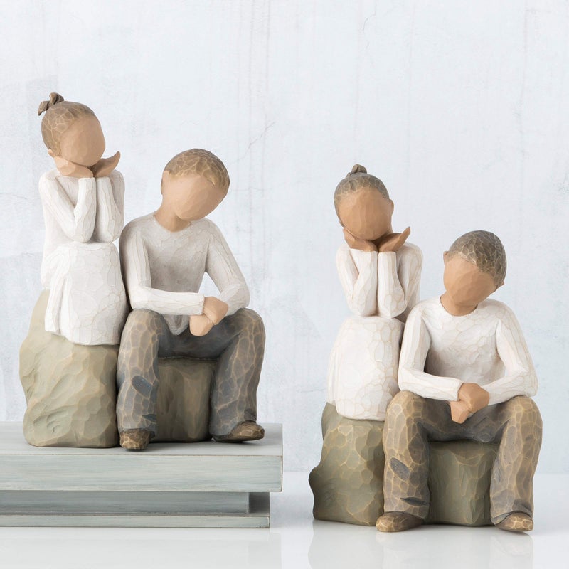Willow Tree Brother and Sister (Darker Skin Tone & Hair Color), Sculpted Hand-Painted Figure - Image 5