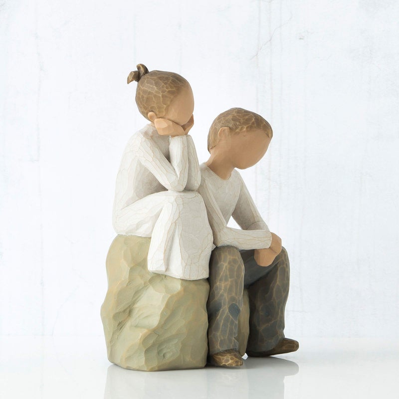 Willow Tree Brother and Sister (Darker Skin Tone & Hair Color), Sculpted Hand-Painted Figure - Image 4