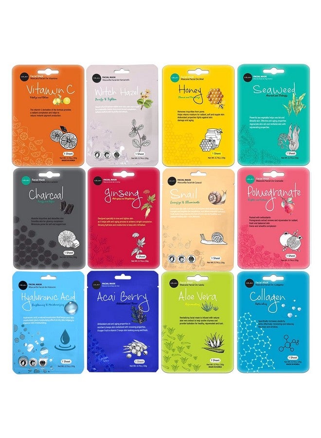 Celavi Essence Facial Face Mask Kbeauty Skincare Korea Skin Care Moisturizing 12 Pack C Set