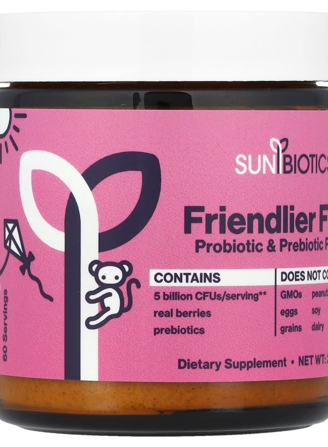 Sunbiotics Kids Friendlier Flora Probiotic & Prebiotic Powder Berry 5 Billion CFU 2 oz (56 g) - Image 2