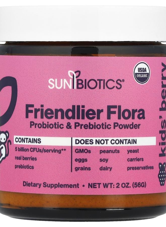 Sunbiotics Kids Friendlier Flora Probiotic & Prebiotic Powder Berry 5 Billion CFU 2 oz (56 g) - Image 1