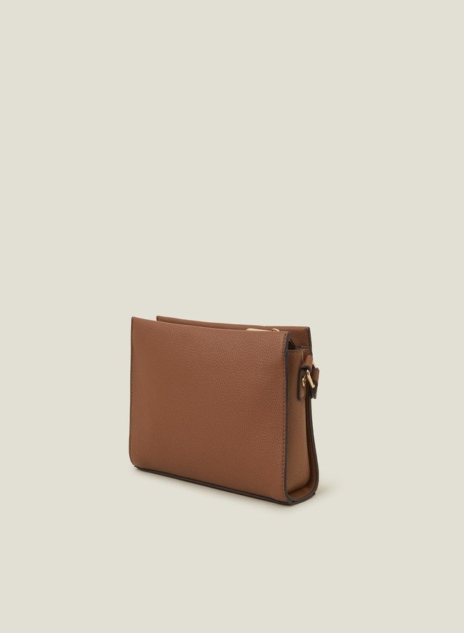 Accessorize London Women's Brown Metal Twist-lock Sling Bag - Image 3