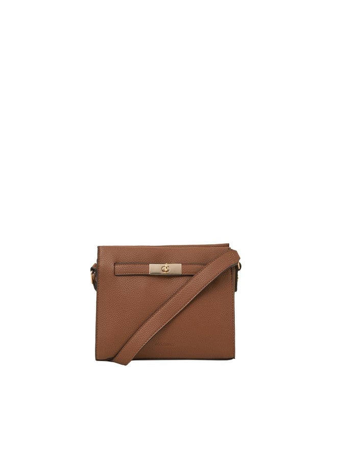 Accessorize London Women's Brown Metal Twist-lock Sling Bag - Image 1