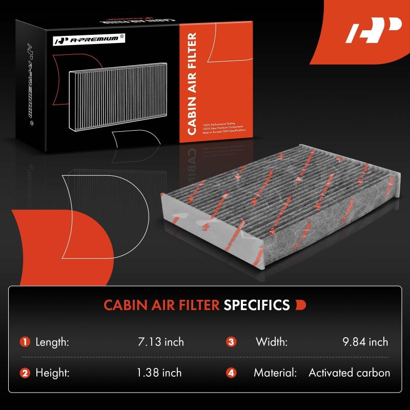 A-Premium A-Premium Cabin Air Filter with Activated Carbon Compatible with Nissan Rogue 2014-2020, Rogue Sport 2017-2022, Qashqai 2017-2022, Replace# 27277-4BA0A  - Image 2