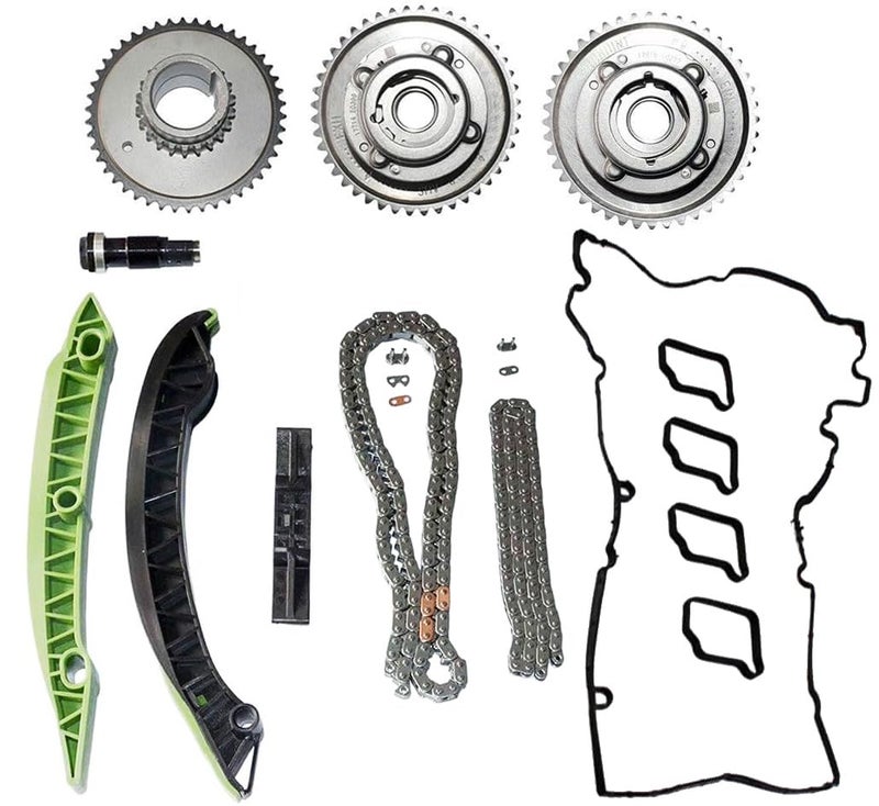 AUCERAMIC Timing Chain Kit with Camshaft Adjuster Compatible with Mercedes Benz M271 C180 C200 C250 W204 E200 E250 W212 SLK200 SLK250 18L L4 DOHC Turbo A2710501500 A2710502547 A2710503347
