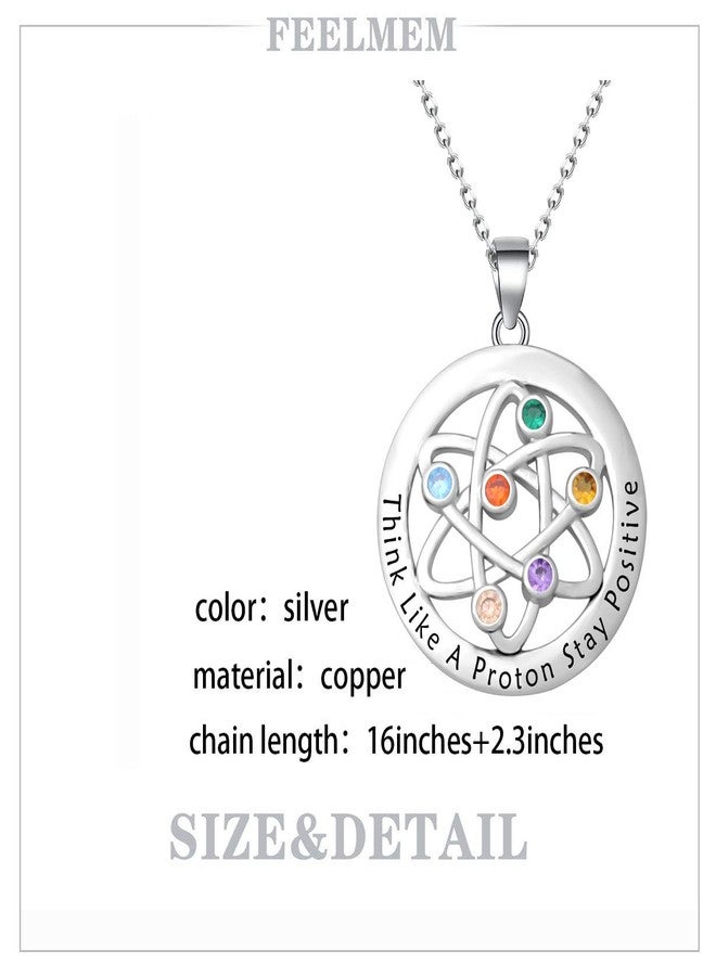 FEELMEM Atomic Science Necklace Chemist Gift Atom Chemistry Science Symbol Necklace for Scientist Physicist Graduation Gift - Image 2