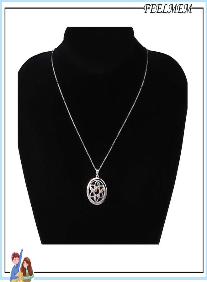 FEELMEM Atomic Science Necklace Chemist Gift Atom Chemistry Science Symbol Necklace for Scientist Physicist Graduation Gift - Image 3