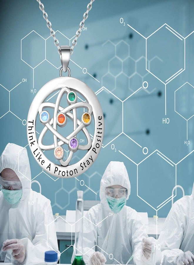 FEELMEM Atomic Science Necklace Chemist Gift Atom Chemistry Science Symbol Necklace for Scientist Physicist Graduation Gift - Image 4