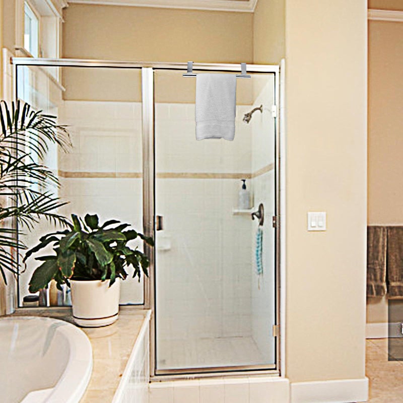 2Pcs Stainless Steel Towel Rack 23Cm Nail Free Door Hanging Organizer - Image 3