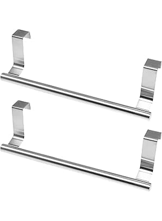 2Pcs Stainless Steel Towel Rack 23Cm Nail Free Door Hanging Organizer - Image 1