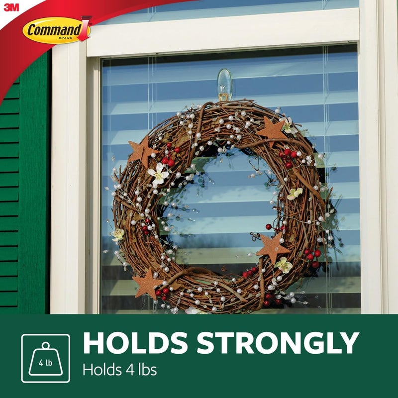 Command Outdoor Large Clear Wall Hooks, 1 Hook and 2 Strips, Damage Free Hanging Wall Hooks for Hanging Christmas Decorations with Weather Resistant Strips, Holds up to 4 lb - Image 3