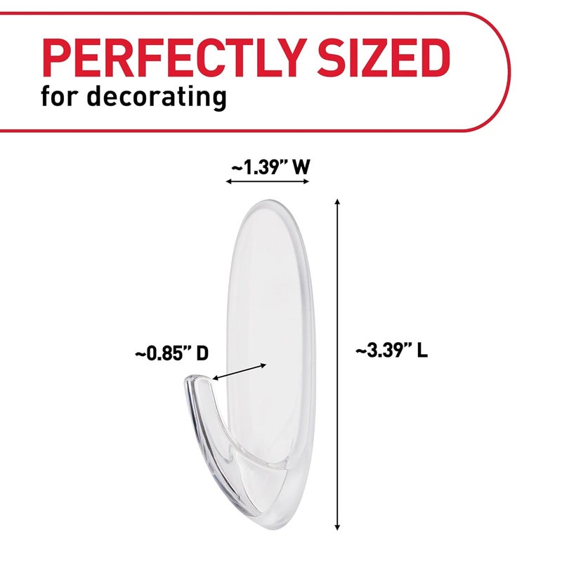 Command Outdoor Large Clear Wall Hooks, 1 Hook and 2 Strips, Damage Free Hanging Wall Hooks for Hanging Christmas Decorations with Weather Resistant Strips, Holds up to 4 lb - Image 2