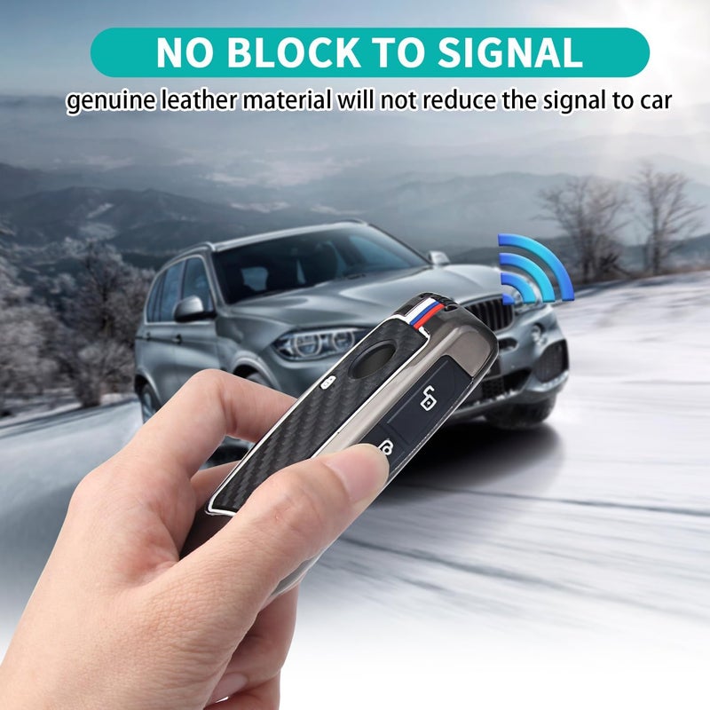 1 Heavy Zinc Alloy Key Fob Cover for 2023-2025, Full Protection Remote Key Case with Carbon Fiber Pattern Compatible with New 5/7 Series X1 X5 X6 X7 XM IX IX3 I5 I7 - Image 4