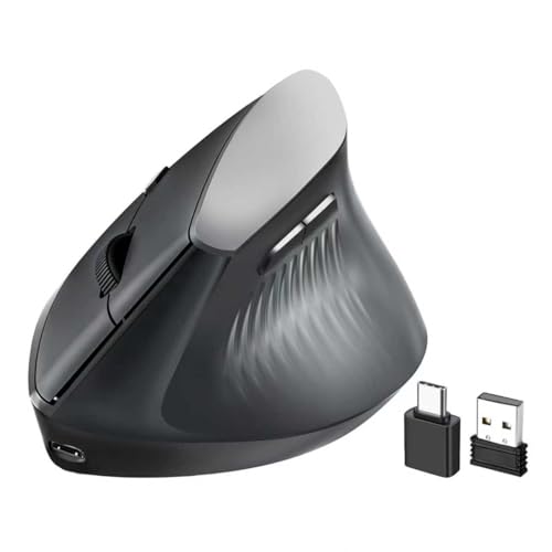 LOONASA Ergonomic Bluetooth Mouse, Wireless Rechargeable Vertical Mouse for Carpal Tunnel with USBC & BT 5.0/3.0 & 2.4G Connect, Silent, Easy to use, 6 Buttons for Laptop PC MacBook Desktop Computer - Image 1