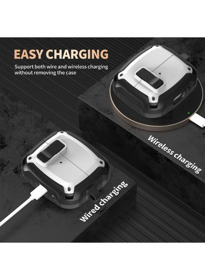 أنيوغرو حافظة Galaxy Buds 3 Pro/Buds 3 لحماية كاملة للجسم (مع قفل أمان)، مقاومة للصدمات والسقوط، غلاف حماية صلب مع قفل أمان ومجموعة تنظيف لممارسة الرياضة أثناء التنقل - Image 3