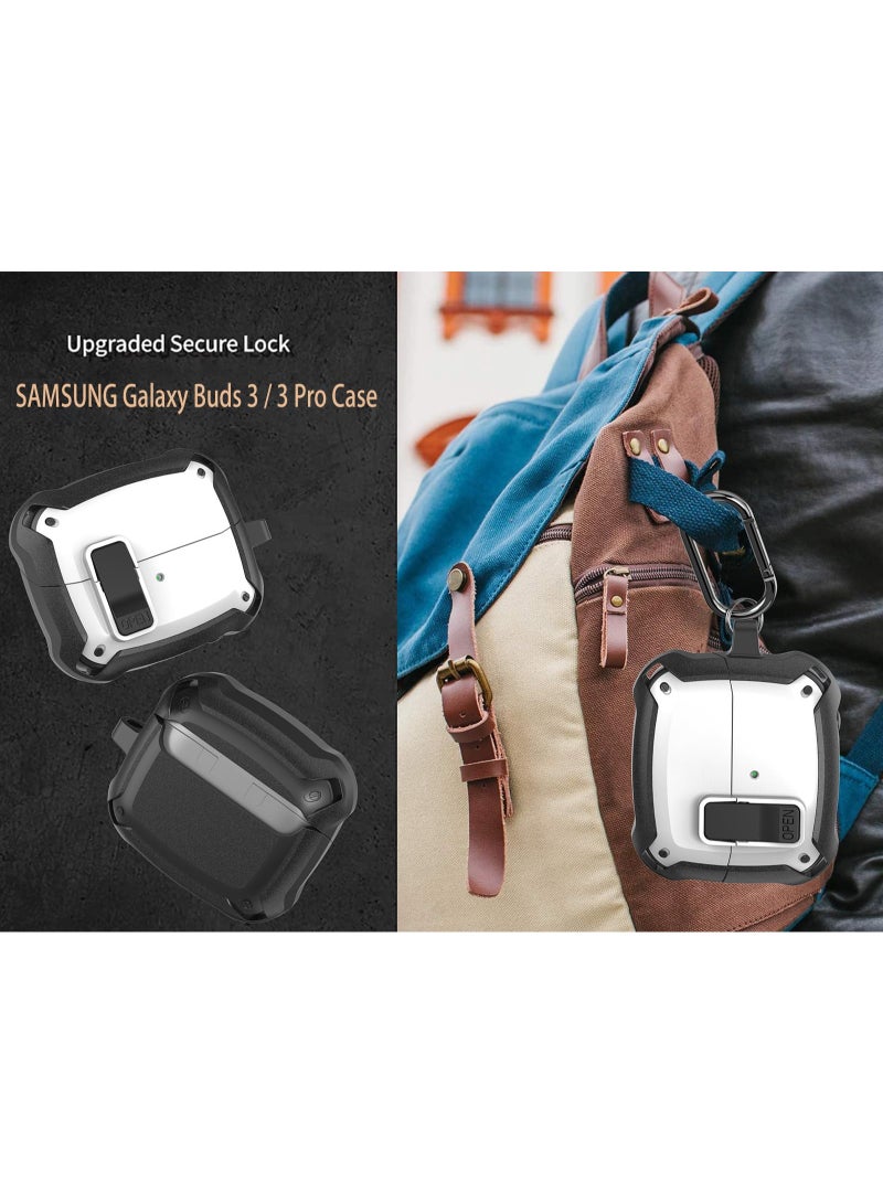 أنيوغرو حافظة Galaxy Buds 3 Pro/Buds 3 لحماية كاملة للجسم (مع قفل أمان)، مقاومة للصدمات والسقوط، غلاف حماية صلب مع قفل أمان ومجموعة تنظيف لممارسة الرياضة أثناء التنقل - Image 4